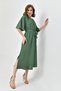 Women's Aerobin Fabric Belt Detail Elastic Waist Midi Length 130 cm Double Breasted Collar Khaki Dress 097 - 7