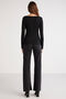 Zazana Women's Ribbed Look, Deep Round Neck Buttoned Black Blouse That Covers The Body Completely - 6