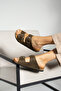 Tokyo Big Buckle Genuine Leather Cork Sole Orthopedic Women's Slippers - 4