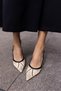 JAYLAN WOMEN'S BLACK BEIGE STRAW DETAIL HEEL SHOES - 4