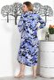 Camouflage Blue Shirt Collar Buttoned Long Sleeve Printed Casual Woven Dress - 8