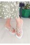 White Color Flat Sole Stone Band Detailed Women's Slippers - 4