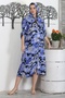 Camouflage Blue Hooded Buttoned Long Sleeve Hidden Pocket Printed Casual Woven Dress - 6