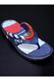 Children's Massage Sole Navy Blue Color Figured Flip-Flop Non-Slip Beach Daily Slippers - 2