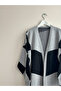 Women's Black Beige Patterned Thick Cardigan Jacket - 2