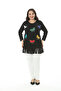 WOMEN'S LARGE SIZE BUTTERFLY PRINTED Rhinestone LYCRAL BLACK TUNIC