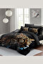 King Size 100% Cotton Satin Double Duvet Cover Set Leopard Face 220X240Cm - 3