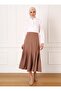 Cut Detailed Fabric Skirt - Light Brown - Refka - 4