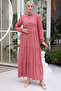 8232 Drawstring Collar Dress Dried Rose - 5
