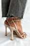 Louren Beige Patent Leather Heeled Women's Sandals - 3