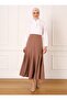 Cut Detailed Fabric Skirt - Light Brown - Refka