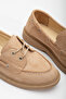 Women's Nude Suede Comfortable Fit Thermo Sole Lace-up Lofer - 3