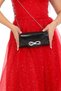 Black Colored Shiny Patent Leather Stone Evening Dress Bag with Magnetic Cover and Can Be Used in Hand and with Shoulder Strap - 5