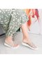 White Color Flat Sole Stone Band Detailed Women's Slippers - 6