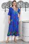 Blue V-neck Short Sleeve Double Pocket Allover Printed Casual Woven Dress - 7