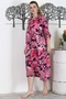 Camouflage Fuchsia Shirt Collar Buttoned Long Sleeve Printed Casual Woven Dress - 6