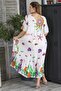 White V-neck Short Sleeve Double Pocket Allover Printed Casual Woven Dress - 8