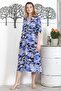 Camouflage Blue Shirt Collar Buttoned Long Sleeve Printed Casual Woven Dress - 4