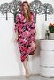 Camouflage Fuchsia Hooded Buttoned Long Sleeve Hidden Pocket Printed Casual Woven Dress - 2