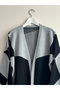 Women's Black Beige Patterned Thick Cardigan Jacket - 3