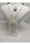 Stylish Necklace Set with Crystal Bead Detail - Cevşen Design for Mother and Daughter - 4