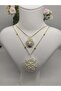 Stylish Necklace Set with Crystal Bead Detail - Cevşen Design for Mother and Daughter