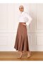 Cut Detailed Fabric Skirt - Light Brown - Refka - 2