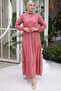 8232 Drawstring Collar Dress Dried Rose - 4
