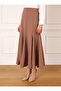 Cut Detailed Fabric Skirt - Light Brown - Refka - 5