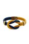 Yellow Navy Blue Alaçatı Knot Genuine Leather Men's Bracelet M051E