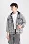 Oversize Wide Fit Hooded Button Pocket Jean Jacket B8183Ax24Sp - 3
