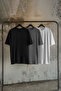 Unisex Siyah-Antrasit-Ekru Oversize/Geniş Kesim 3'lü Paket %100 Pamuklu T-Shirt TMNSS24TS00026