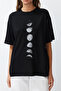 Black 100% Cotton Planet Printed Oversize/Wide Fit Knitted T-Shirt TWOSS24TS00103 - 5