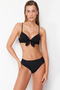 Siyah Drapeli Hipster Normal Bel Bikini Altı TBESS24BA00139 - 3