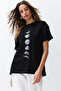 Black 100% Cotton Planet Printed Oversize/Wide Fit Knitted T-Shirt TWOSS24TS00103 - 2