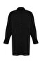 Siyah %100 Keten Oversize Gömlek TWOSS23GO00443 - 7