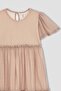 Girl's Regular Fit Crew Neck Short Sleeve Cotton Combed Dress X3861a622sm - 6