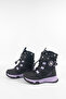 Kids Girls Black - Purple Waterproof Boots with Woolen Band Inside - 8