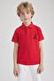 Boys' Ataturk Printed Short Sleeve Cotton Red T-Shirt - 3