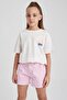 Girls Crew Neck Crop Printed Short Sleeve T-Shirt A1511A823Hs - 3