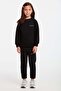 Jabor Girl's Embroidered Crew Neck Comfort Black Tracksuit Set - 2