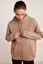 Carly Women's Fleece Inside Soft Hooded Kangaroo Pocket Oversize Fit Pink Sweatshirt - 3