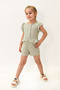 Girl's Ruffle Detailed, Colorful Striped Jumpsuit with Snap Fasteners