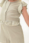 Girl's Ruffle Detailed, Colorful Striped Jumpsuit with Snap Fasteners - 4