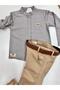 boy / long sleeve crew neck / shirt trousers / men's suit with belt - 2