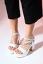 MİLTON Mother of Pearl Skin Stone Women's Platform Heeled Evening Dress Shoes - 2