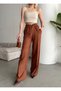 Women's Trousers - Cross Waist - Grassy Linen Palazzo Trousers