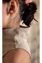 Beige stand collar sleeveless crop Corded sleeveless crop stand collar bodysuit - 7