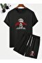 Men's Printed Men's Bottom Top Black Set - Shorts T-shirt Set - 2