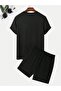 Men's Printed Men's Bottom Top Black Set - Shorts T-shirt Set - 3